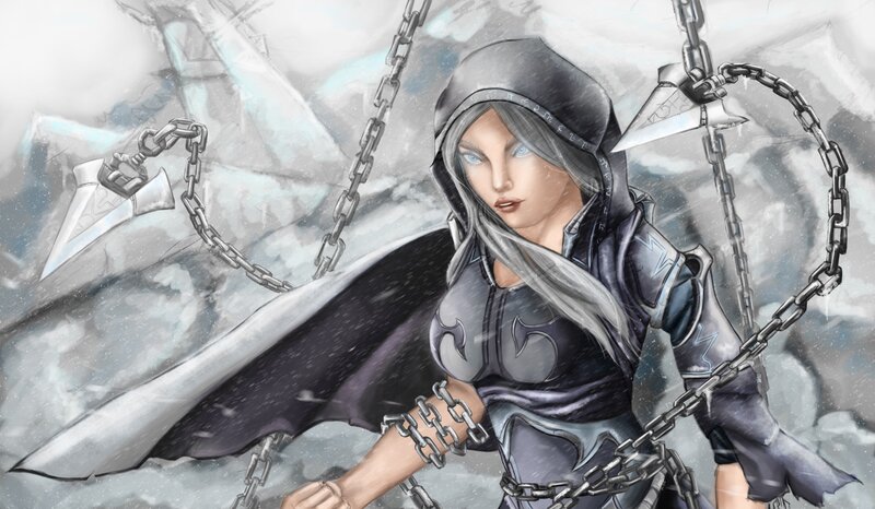 Female Warrior with Chains