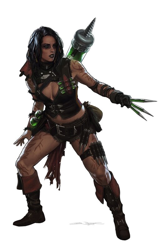 Female Warrior with Claws — Black, Aggressive