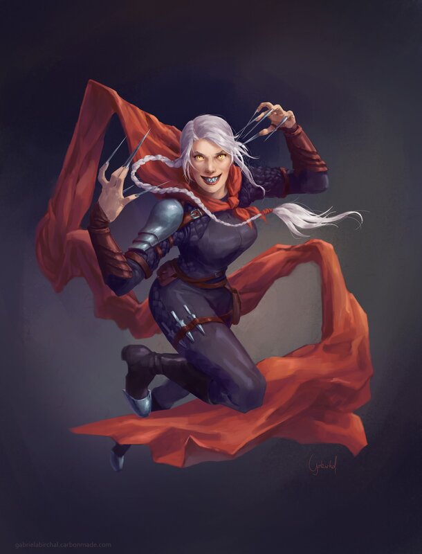 Female Warrior with Claws — Gray