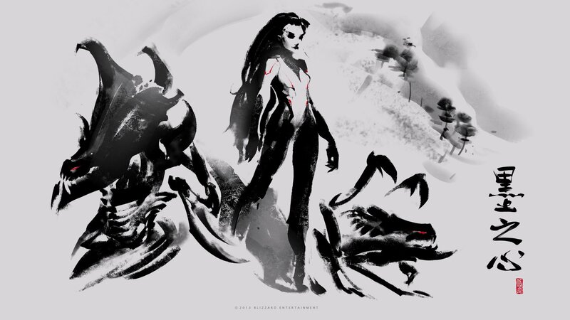 Female Warrior with Creatures