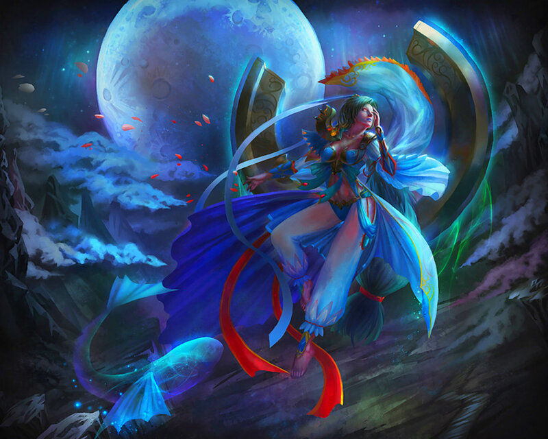 Female Warrior with Crescent Blades