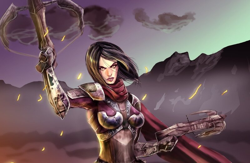 Female Warrior with Crossbow — Purple