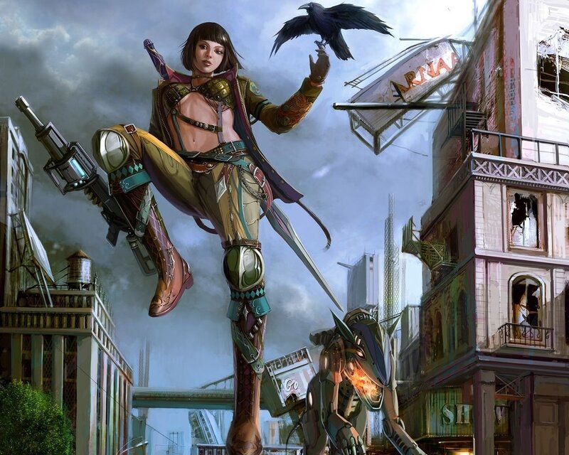 Female Warrior with Crow