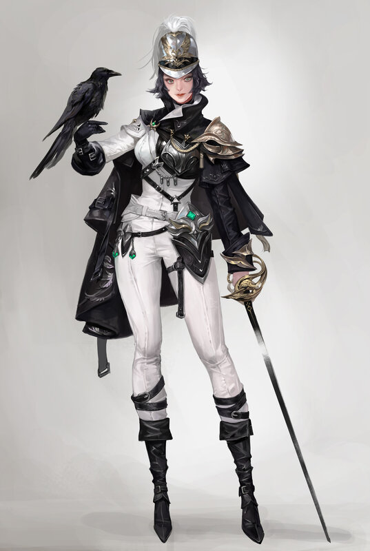 Female Warrior with Crow — White