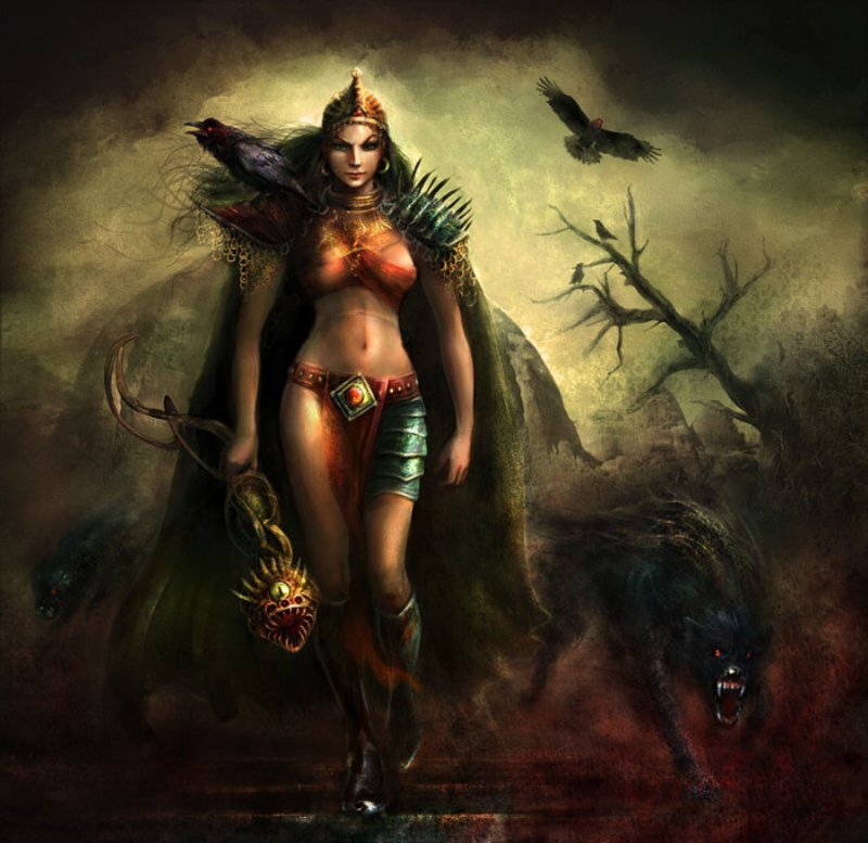 Female Warrior with Crows