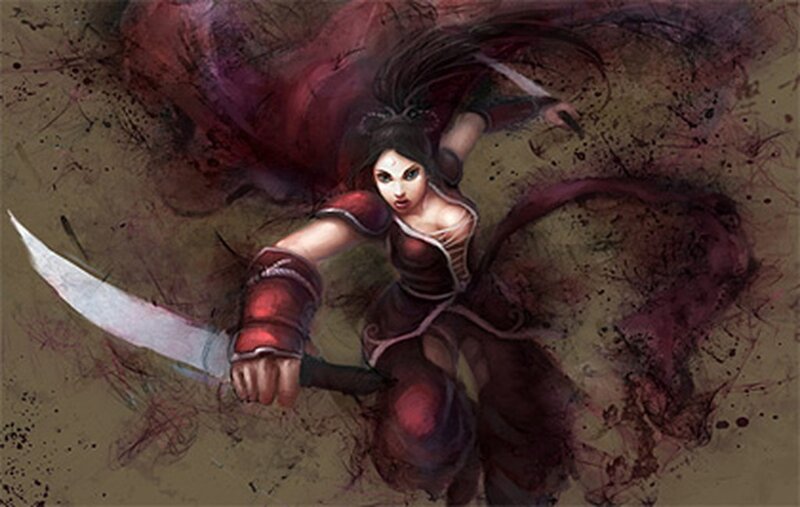 female warrior with curved blade