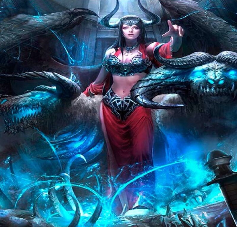 Female Warrior with Demons