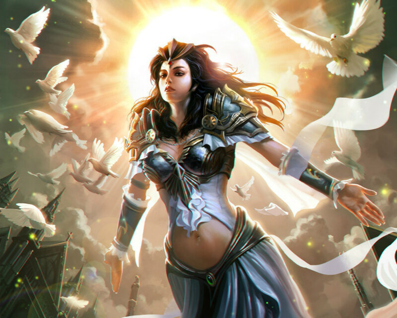 Female Warrior with Doves