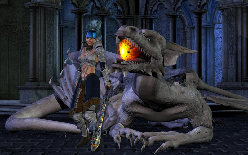 female warrior with dragon