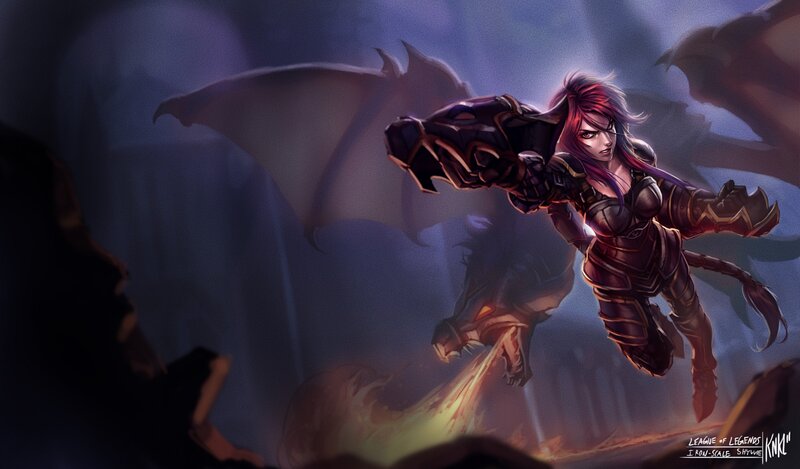 Female Warrior with Dragon — Purple, Dramatic, Night, Digital Art