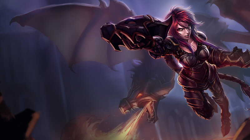 Female Warrior with Dragon — Purple, Dramatic, Night