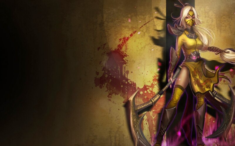 female warrior with dual axes