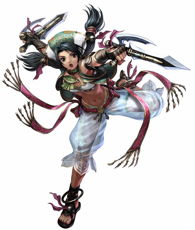 female warrior with dual blades