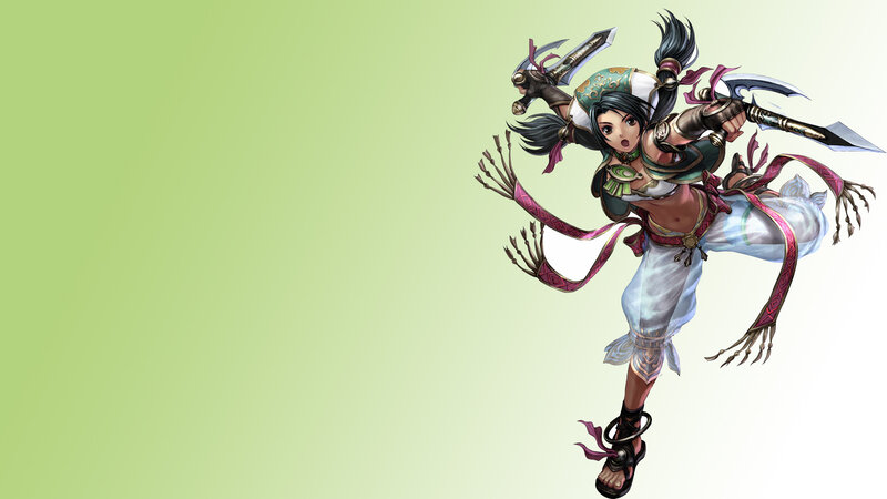 female warrior with dual blades