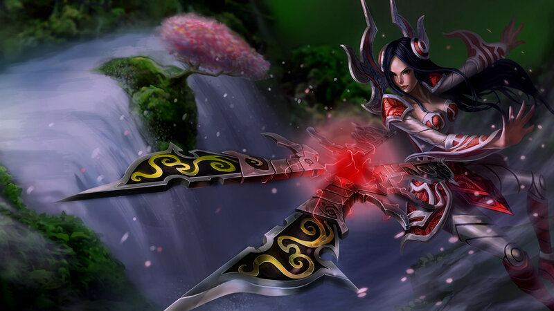 female warrior with dual blades