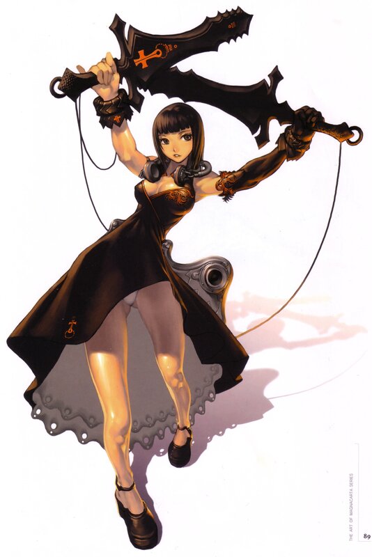 female warrior with dual blades