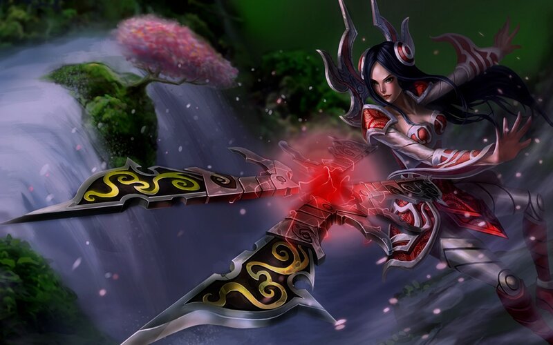 female warrior with dual blades
