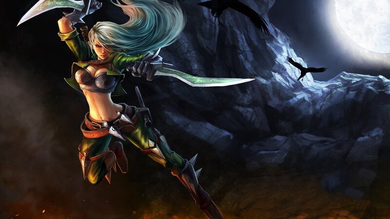 female warrior with dual blades