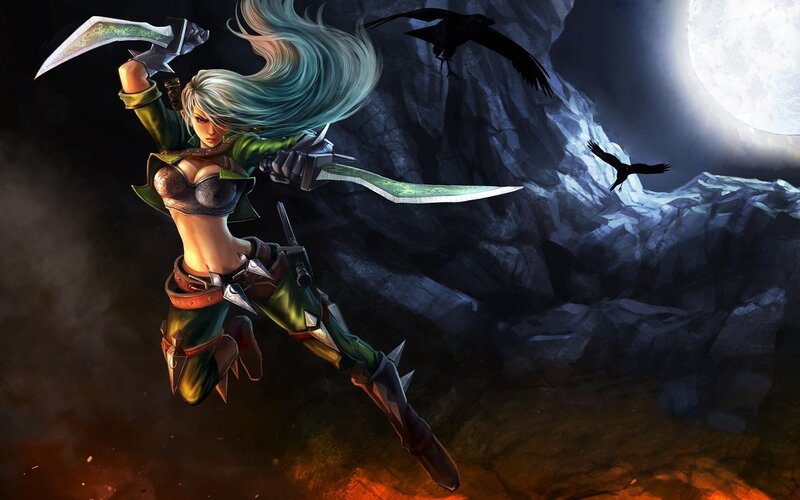 female warrior with dual blades