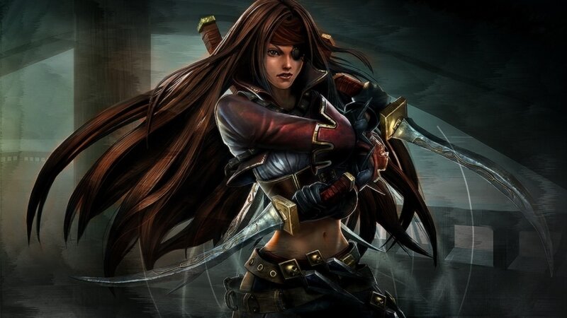 female warrior with dual blades