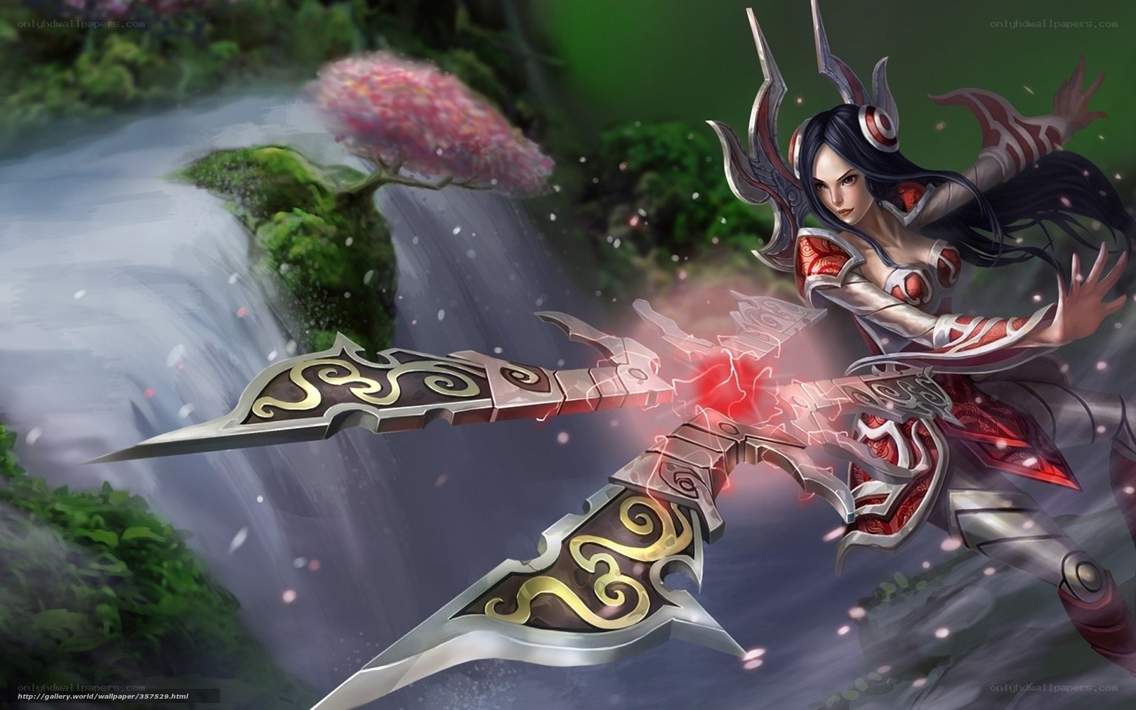 female warrior with dual blades