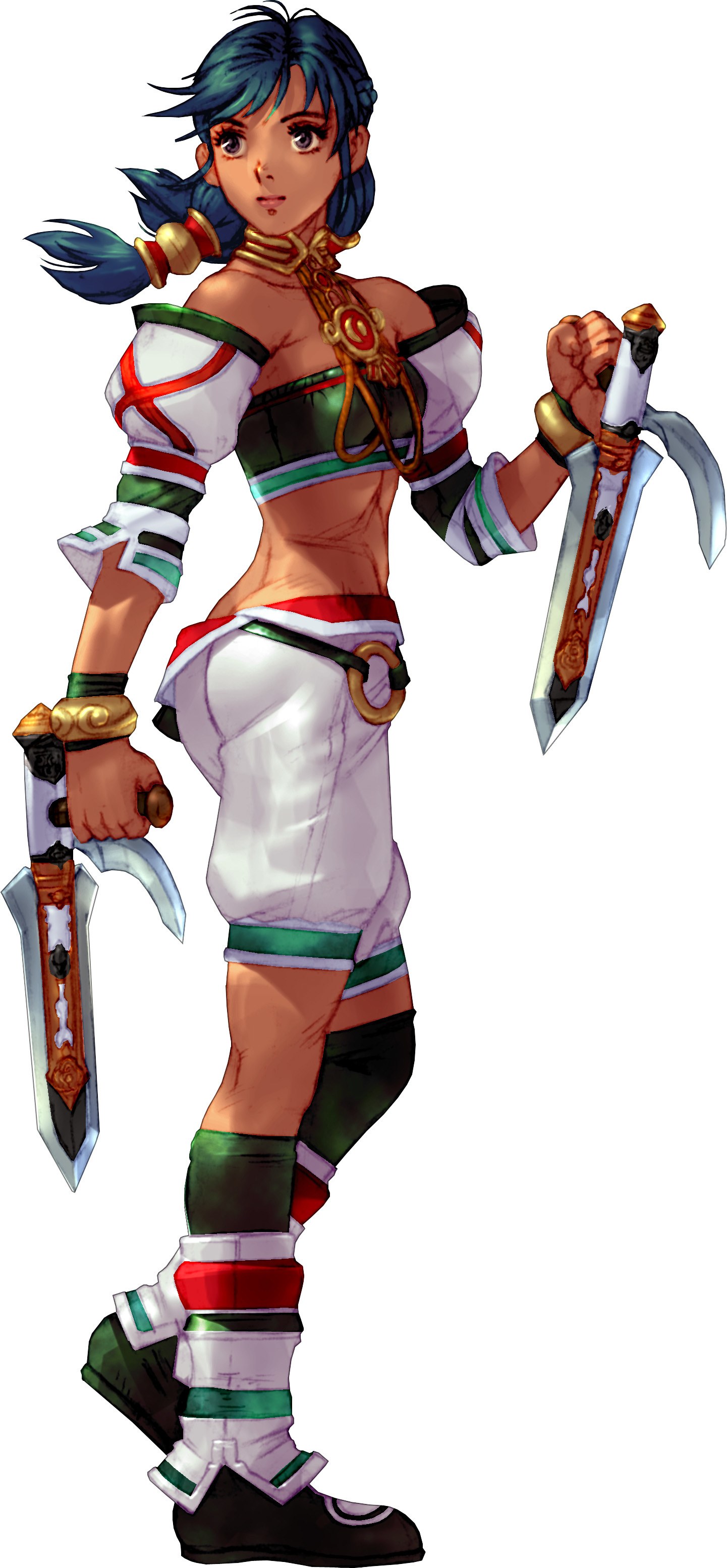 female warrior with dual daggers