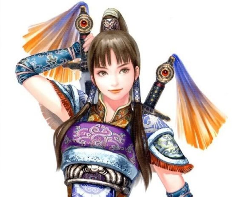 female warrior with dual swords