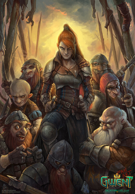 Female Warrior with Dwarves