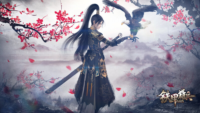 Female Warrior with Eagle — Black