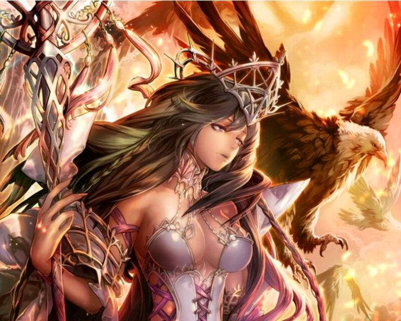 Female Warrior with Eagle — Orange
