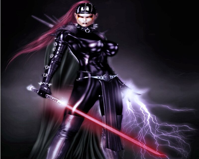 female warrior with energy blades