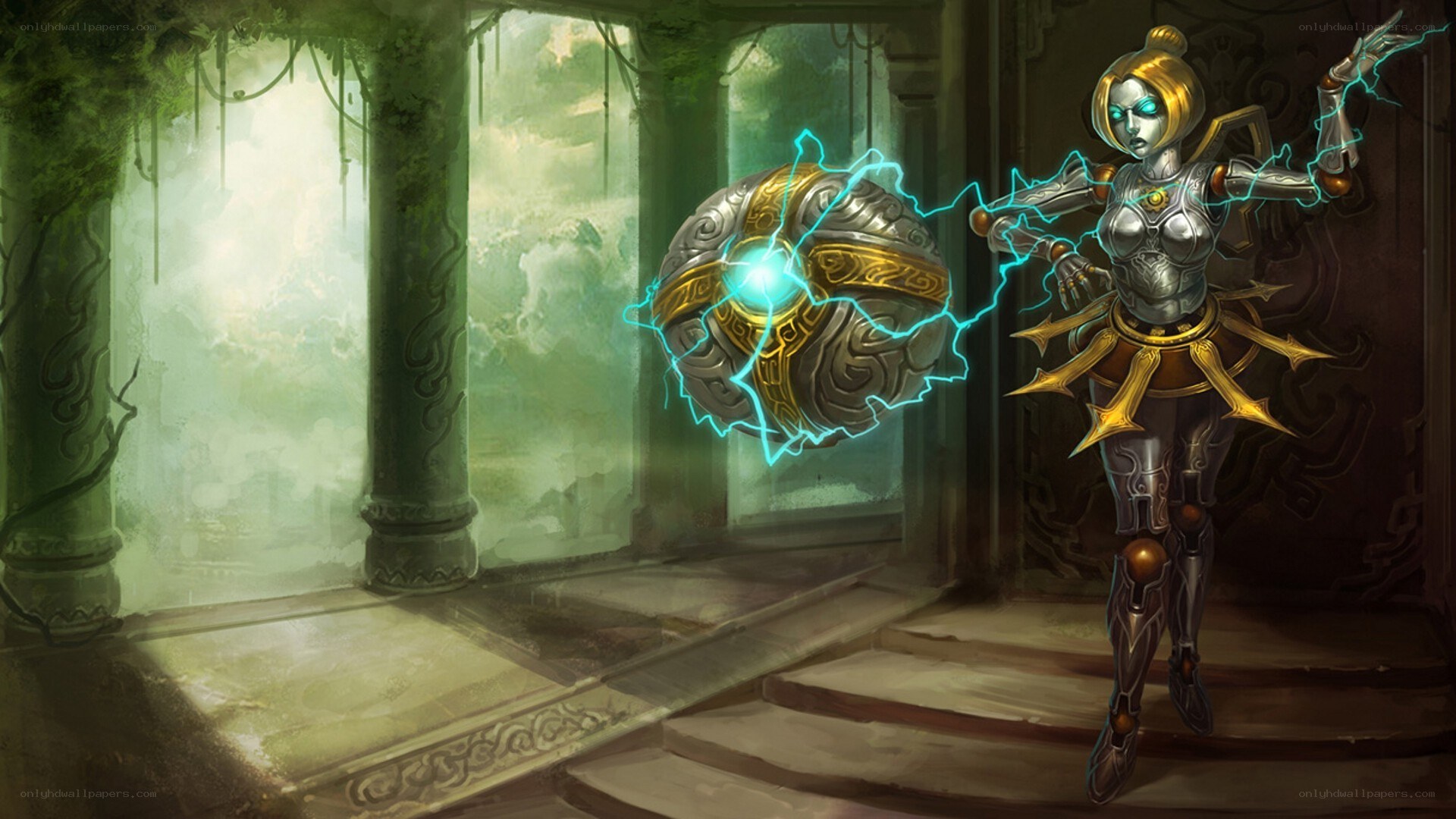 female warrior with energy shield