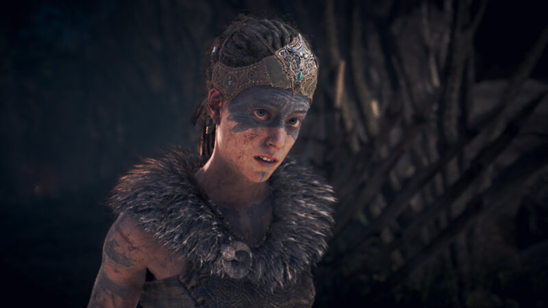 Female Warrior with Face Paint — Gray