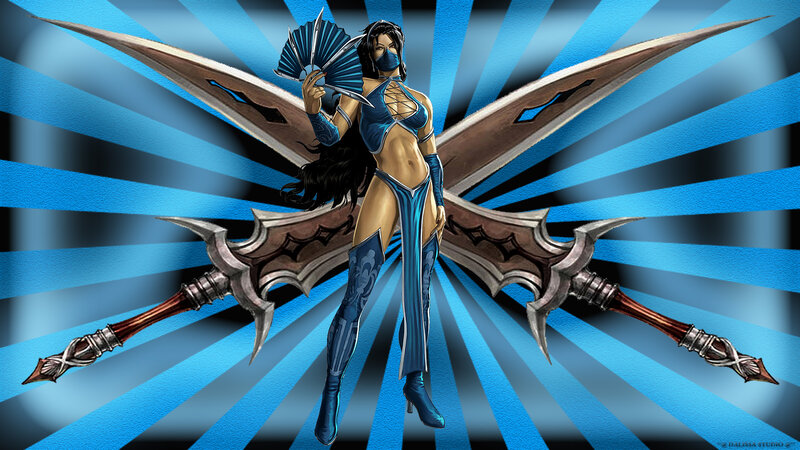 Female Warrior with Fan — Blue