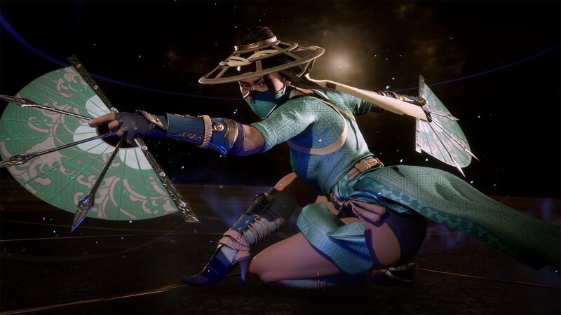 Female Warrior with Fan — Green