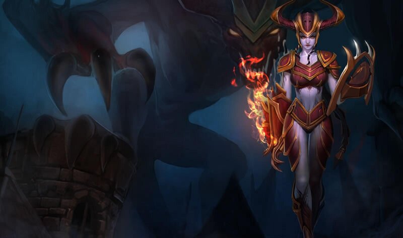 female warrior with fire