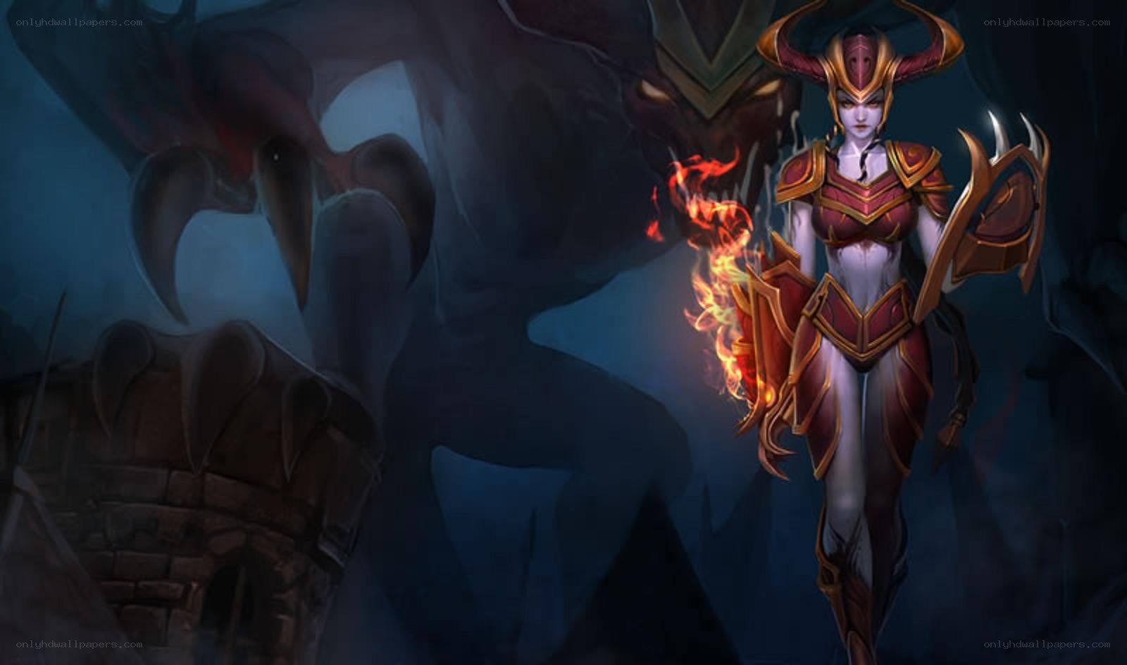 female warrior with fire
