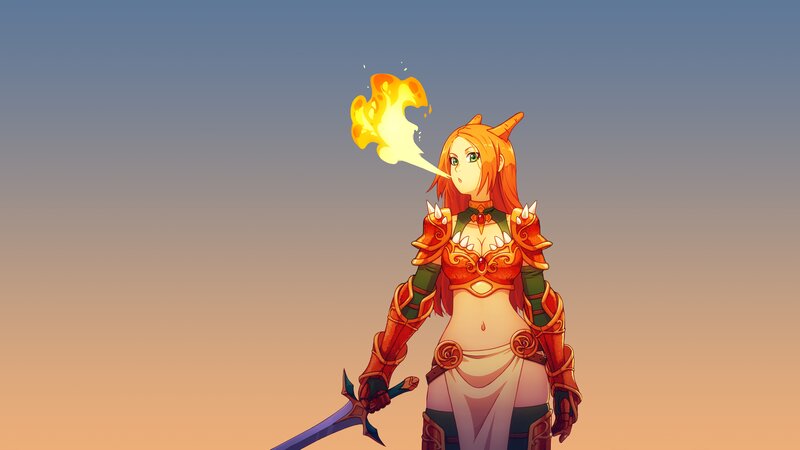 Female Warrior with Fire Breath