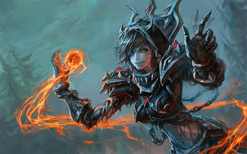 Female Warrior with Fire Magic — Orange