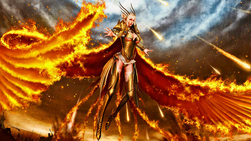 Female Warrior with Fire Wings