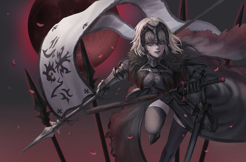 Female Warrior with Flag — Gray
