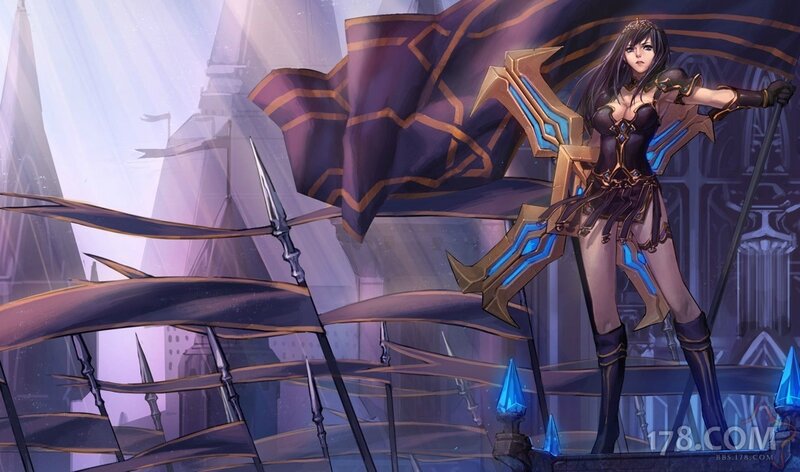 Female Warrior with Flag — Purple