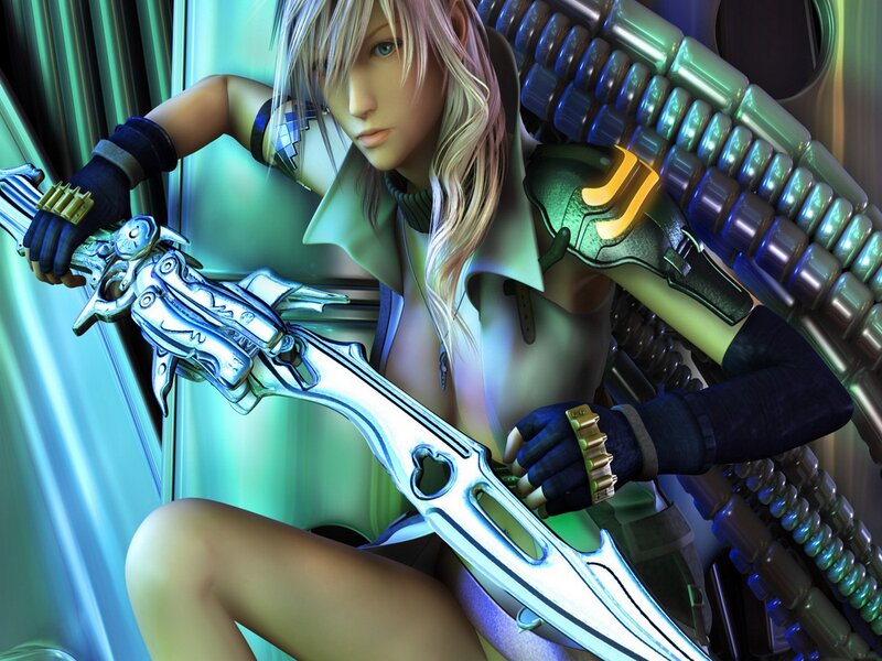 female warrior with futuristic sword