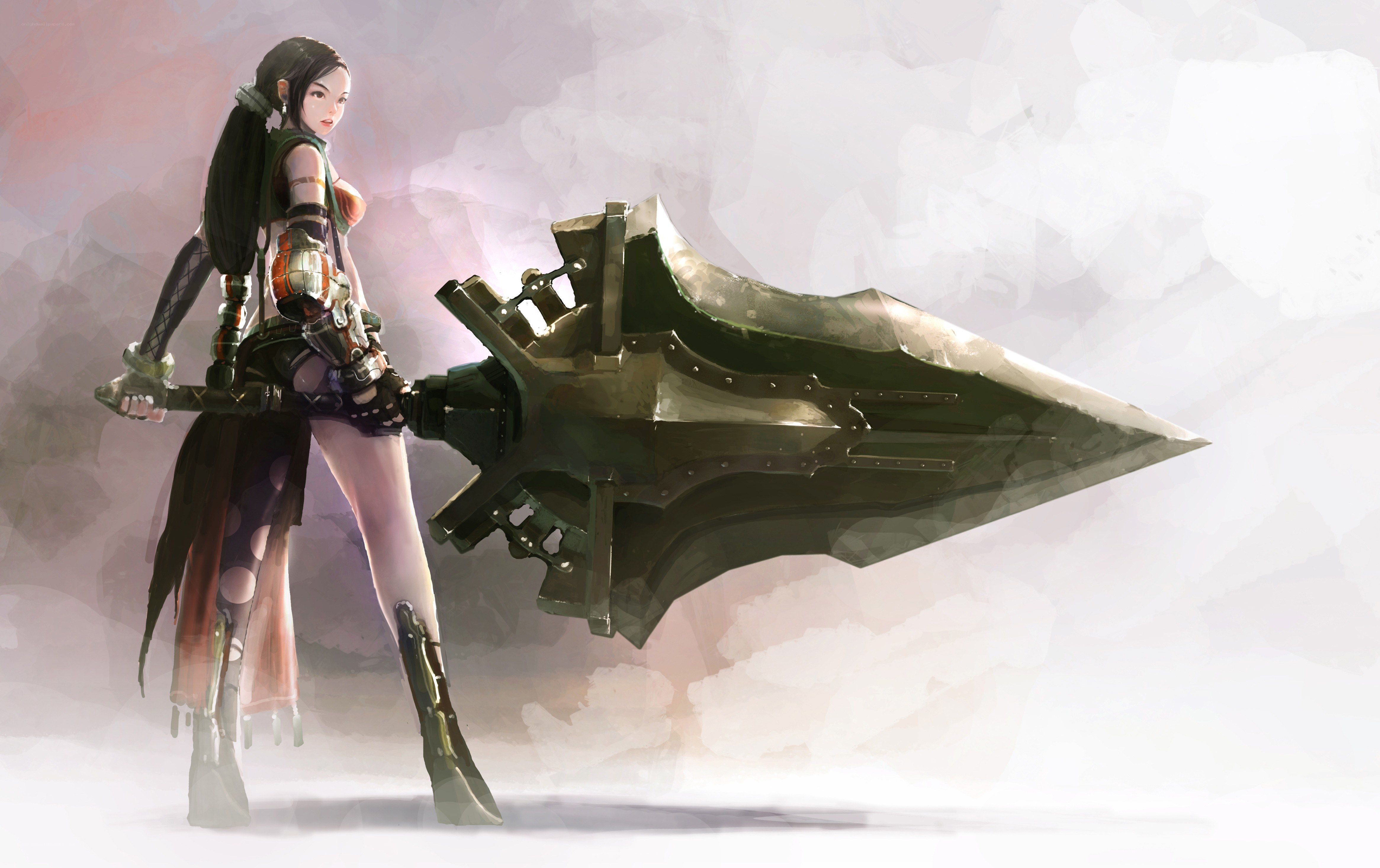 female warrior with giant spear