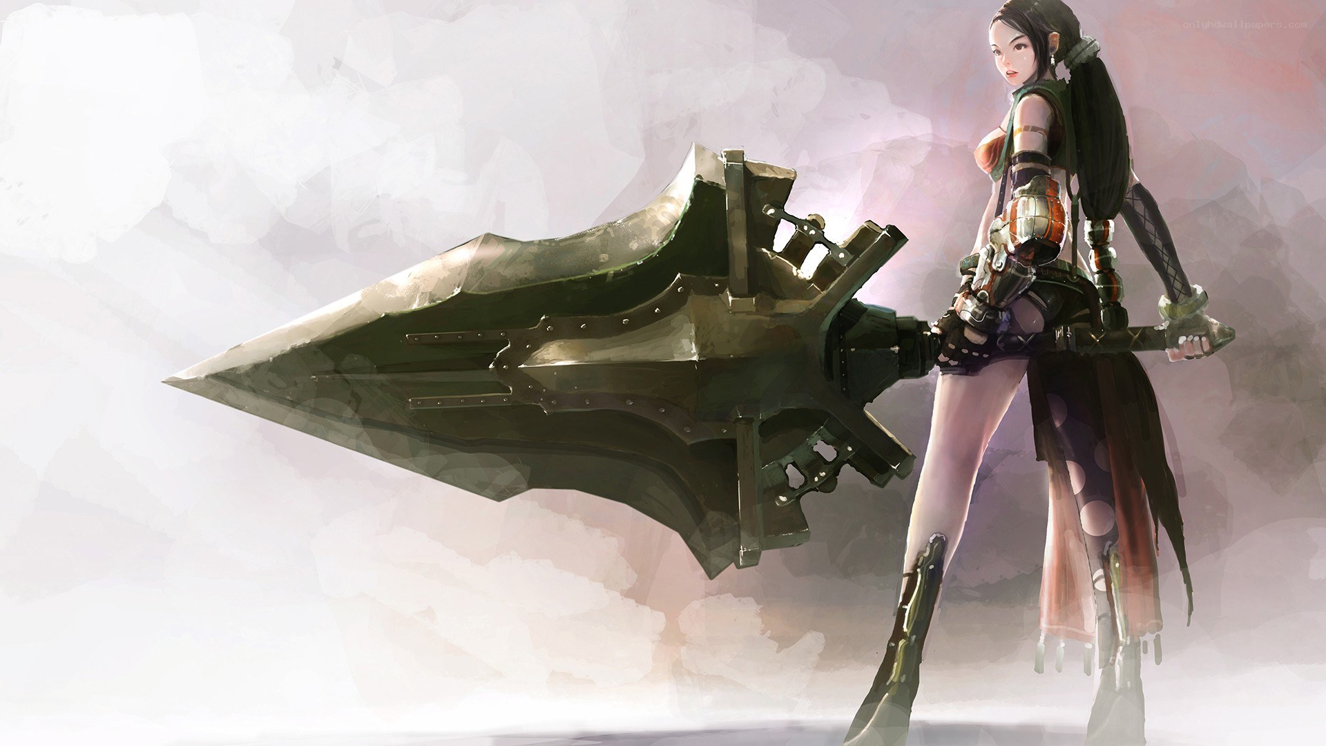 female warrior with giant spear