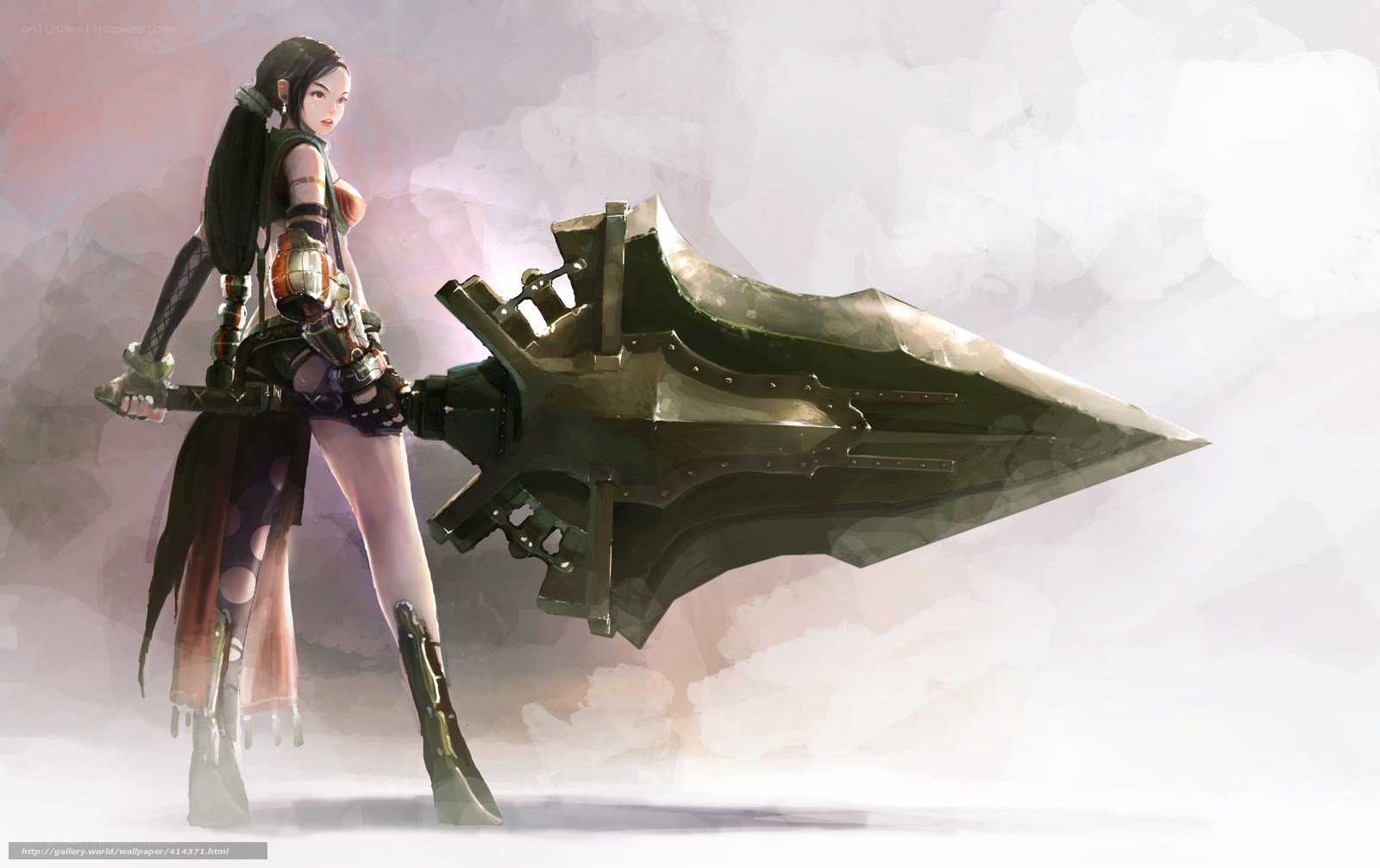 female warrior with giant spear