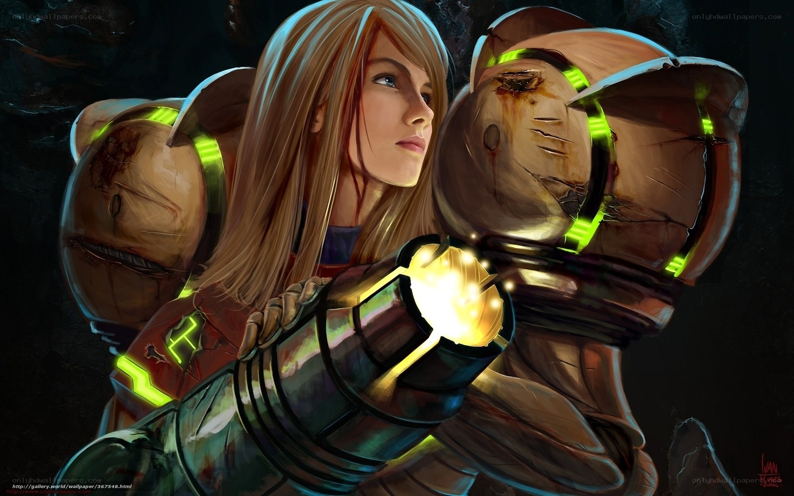female warrior with glowing armor