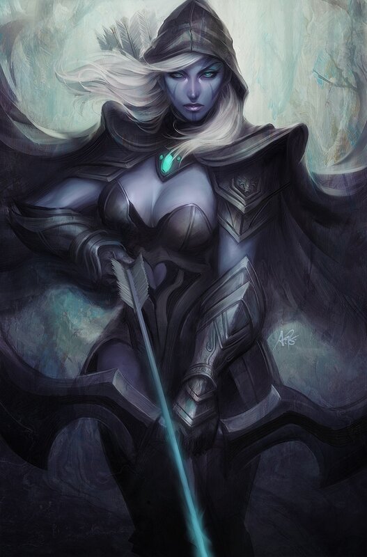 female warrior with glowing arrow