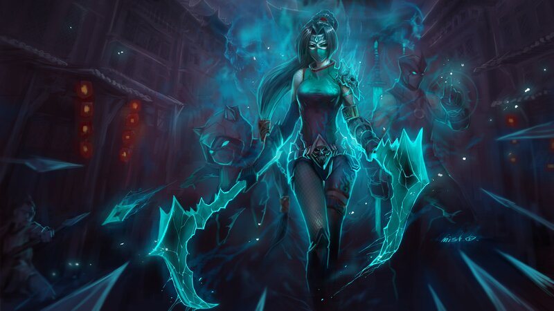 Female Warrior with Glowing Blades — Blue, Dramatic, Intense