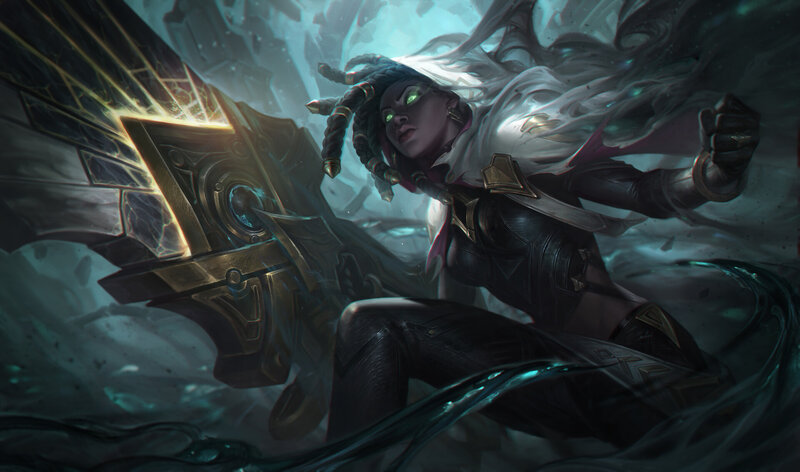 Female Warrior with Glowing Eyes — Black, Dramatic